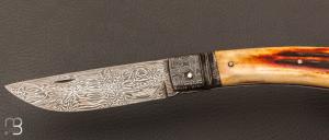   Couteau de collection à lame Damas de Jean Pierre Veysseyre
