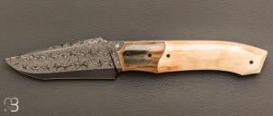    Couteau " custom " de Berthelemy Gabriel - La Forge Agab - ivoire de mammouth et damas