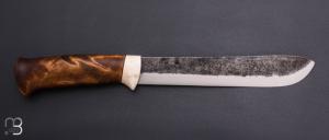  Couteau Custom Nordique de Laurent Juhel - Bouleau / bois d'élan et 80CrV2