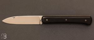 Couteau custom de poche en ébène et lame D2 par Eric Albert