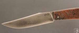   Couteau à cran forcé fer et cuivre par Mickaël Moing - Lame acier XC100