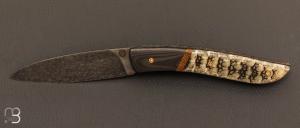  Couteau  "   le Névé " carapace de tatou et fibre de carbone - Lame 14C28 par Tim Bernard