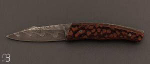 Couteau   " custom " lopard wood et damas de Poule Strand par Alain et Joris Chomilier