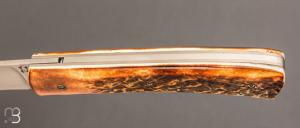    Couteau liner lock par Joël Grandjean - Bois de cerf et RWL34