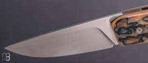    Couteau " liner-lock " custom par Christophe Arbogast - Ivoire de mammouth et lame en RWL34
