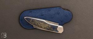 Couteau  "  Lock-Back " custom  par Vincent Saja - Lapis Lazuli et Damasteel