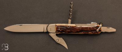 Couteau pliant Bargeon 4 pièces bois de cerf à pompe arrière