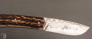  Couteau " Slipjoint " custom par Guy Poggetti - bois de cerf et lame en C130