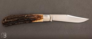 Couteau  "  custom slipjoint " Bois de cerf et lame en W2 par Don Hanson III