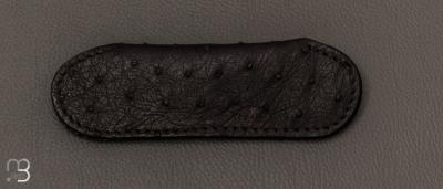    Etui cuir d'autruche naturel pour couteau de poche
