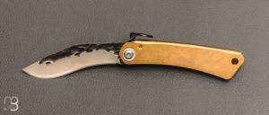   Couteau Higonokami Kukri - Manche laiton - Lame martelée