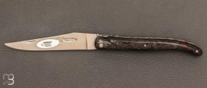 Couteau Laguiole en Aubrac - Fibre de Carbone pailletée rouge doubles platines