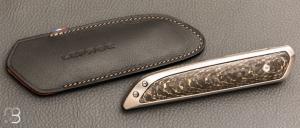   Couteau " Le Galeriste Titane LPO " button-lock par Lepage Knives - Fatcarbon Snakeskin Gold