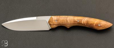 Couteau de poche "Moyen Duc" chêne vert stabilisé et RWL34 par Nicolas Kowal