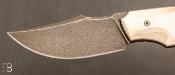 Couteau custom pliant par David Lespect - Ivoire de Phacochère et D2 stonewashed