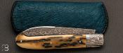 Couteau de poche Yssingeaux mammouth et damas par David Brenière