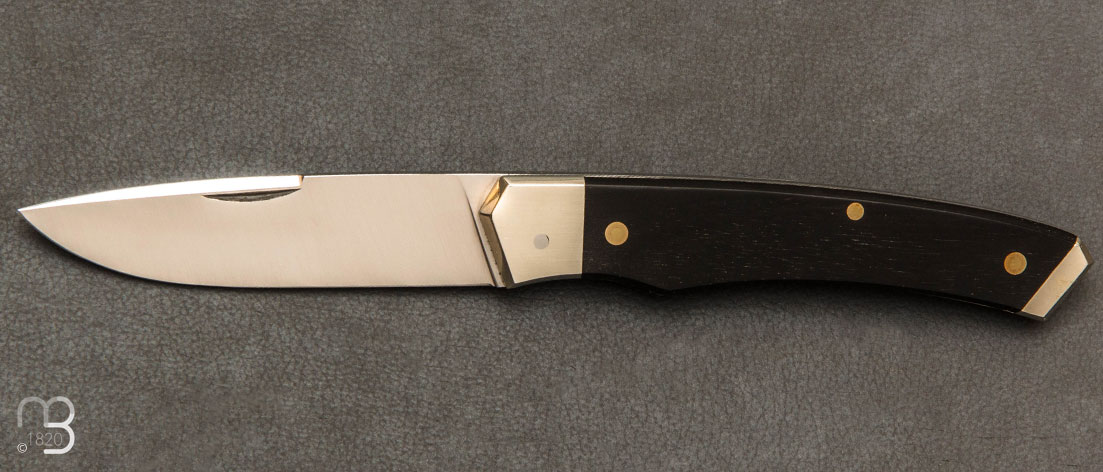 Couteau de poche Le 1820 en ébène du Gabon et XC75 par Mathieu Herrero