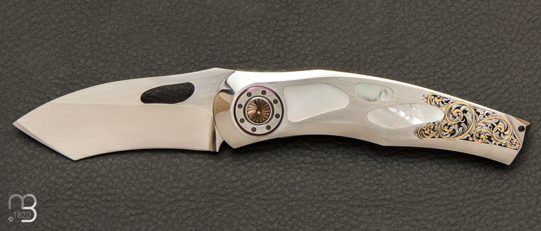 Couteau de poche custom nacre par Michael Henningsson
