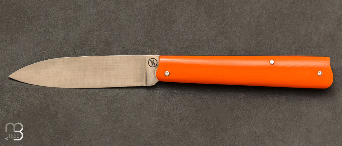 Couteau Ultra Plume G10 orange par Vent d'Aubrac