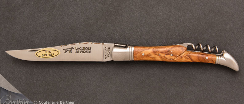 Couteau de poche Laguiole 12cm Tire-Bouchon Olivier par Le Fidèle