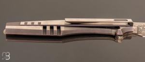  Couteau  "  IKE " Integral titane custom par Torpen Knives - Jérôme Hovaere - Damas de Chad Nichols