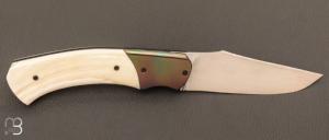 Couteau " Liner lock " par Joël Grandjean - Phacochère/Zirconium et lame en rwl-34