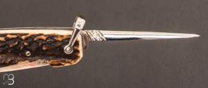 Couteau " Manufrance véritable " en bois de cerf 2 pièces
