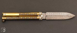  Balisong  " V " custom par Torpen Knives - Jérôme Hovaere - Titane et Damasteel