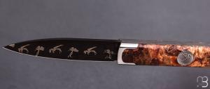    Couteau " Canif Mini " custom de Florent Dall'ava - érable sycomore et lame damas de Nicolas Mestrallet