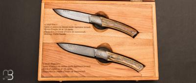 Coffret de 2 couteaux "1820 Berthier" par Anthony Brochier - Damas Multi-Barreaux