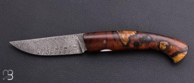   Couteau "1515 collection Globetrotter" par Manu Laplace - Loupe d'érable et lame damas
