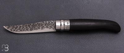  Couteau " OPI N°09 " custom par Anthony Brochier - Damas  Sandwich mosaïque et noyer