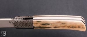   Couteau " Alpin " par Stephen Taillandier - Ivoire de Mammouth / damas et Elmax