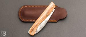 Couteau " Aurillac " régional pliant par Vialis - Ivoire de mammouth et lame damas