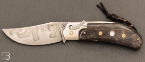  Couteau " Braco Automatique " bouleau stabilisé et C130 par Tony Ruot