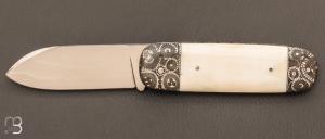   Couteau " Bouledogue  " phacochère et damas de Philippe Ricard