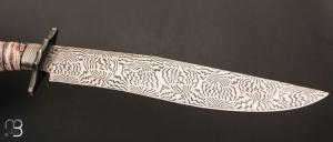  Couteau " Bowie " de Nicolas Mestrallet - Atelier du couteau Vaunaveys - Lame en acier damas forgé et molaire de mammouth