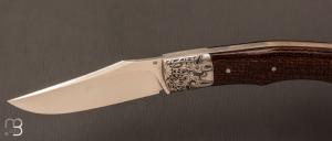 Couteau  " Boxer " custom par Raphaël Durand - Micarta barbwire et RWL-34