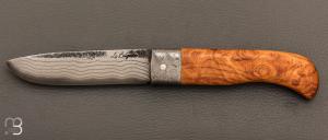  Couteau  "  Le Bugiste " par Fr�d�ric Maschio - Fr�ne et lame damas japonais