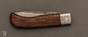  Couteau " Le Bugiste " par Frédéric Maschio - Noyer et lame damas japonais