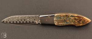 Couteau " Button-lock  " custom par Roberto Ottonello - Ivoire de mammouth et lame damas VG10