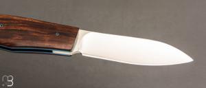   Couteau  " Button-lock " custom par Roberto Ottonello - Bois de fer et lame en N690Co