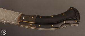  Couteau " Buzzard " pliant custom par Nicolas Weber - Ebène et lame en RWL34