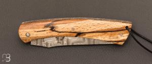    Couteau  "  Camembert damas" régional pliant en bois d'aubrac