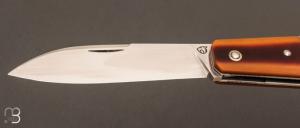    Couteau   " Canif Coffin " custom par David Breniere - Micarta Butterscotch et 80Crv2