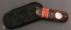 Couteau " Cerbère® Coupe cigare " pliant par l'Atelier Les 2 Diables - Wengué/redheart et 14c28N