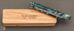   Couteau Laguiole en Aubrac Collection Cosmos modèle " Terre " - Loupe de sureau bleue