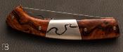 Couteau de poche "Comme la foudre" pièce unique - Bois de fer et lame en 14C28N par Atelier 1515 Manu LAPLACE