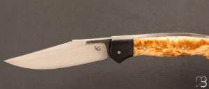  Couteau  "  Custom " par Laurent Gaillard - Fourche de peuplier stabilisée et 90McV8