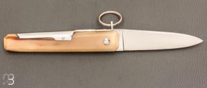 Couteau de poche Facette corne blonde 12cm avec anneau par J. Mongin